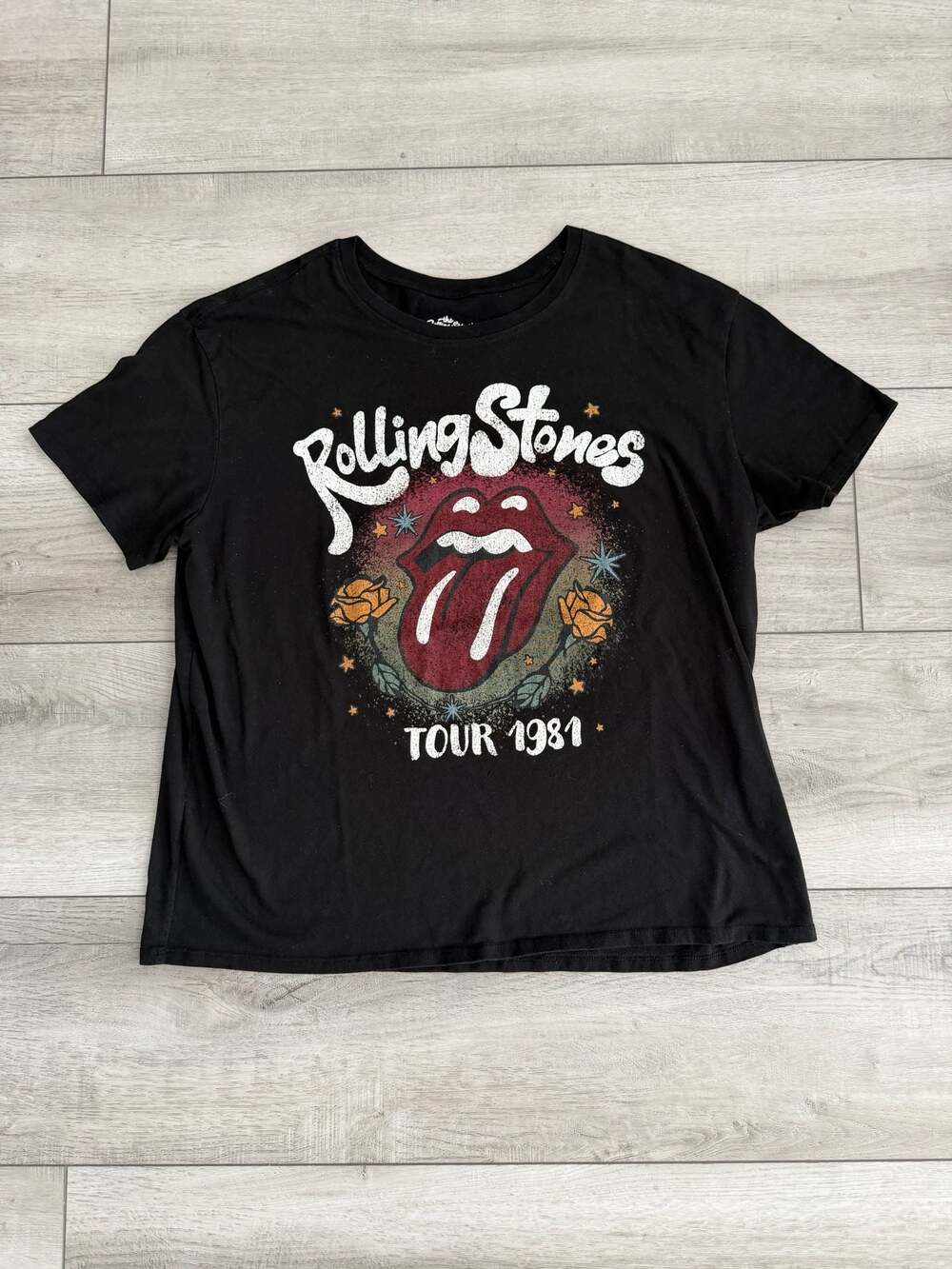 The Rolling Stones Tour 1981 North America Tour Black Graphic T-Shirt